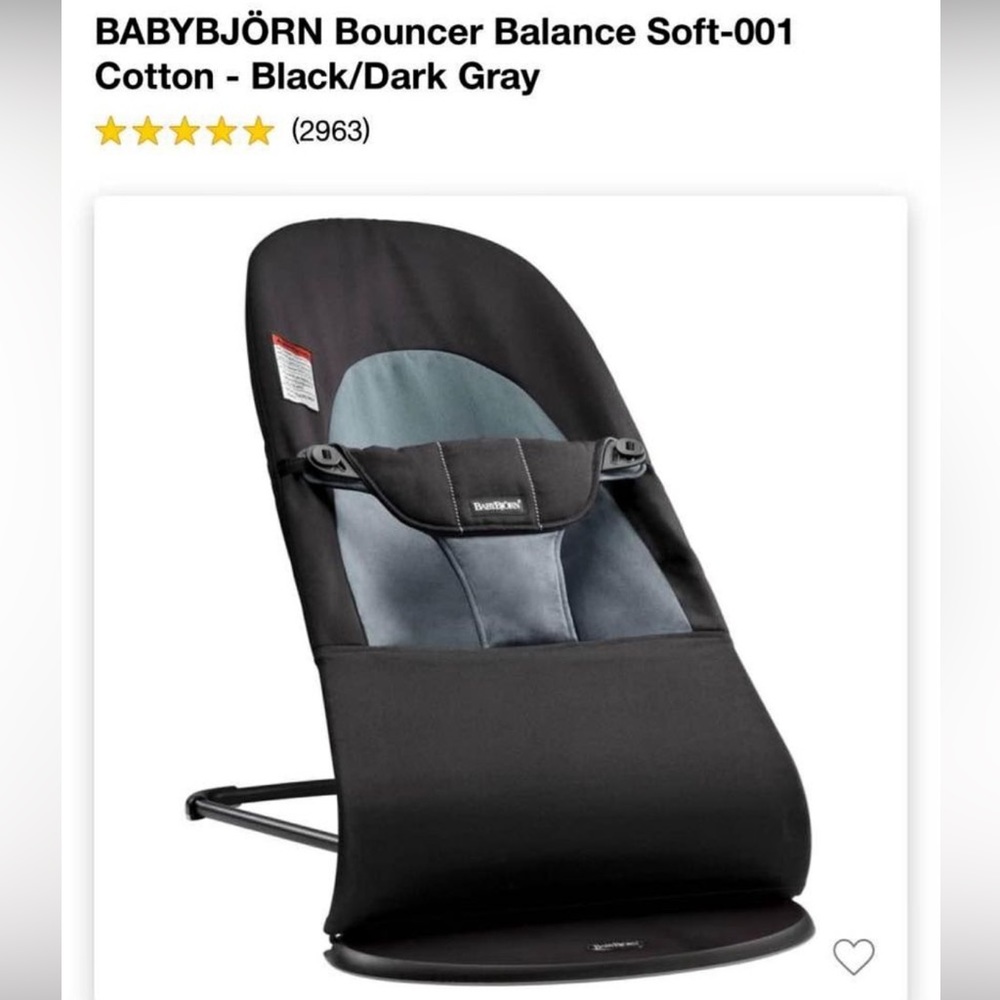 Babybjorn bouncer - black/gray cotton
